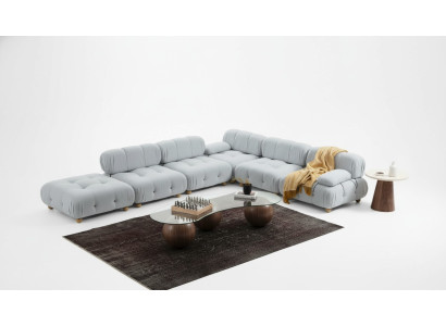 Ecksofa Sofa Stoff Wohnzimmer Sofas Eck Grau Modern Polyester Design