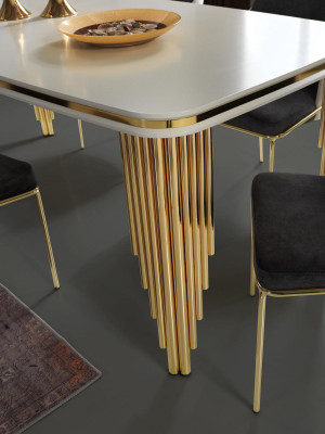 Moderne Esszimmermöbel Luxus Essecke Esstisch Essgruppe Stühle Weiß 5tlg