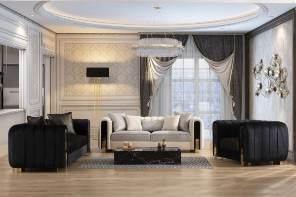Sofa Dreisitzer Dreisitzer Modern Stoff Schwarz Sofas Design Wohnzimmer