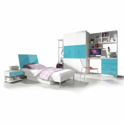 Designer Kinderzimmer Jugendzimmer Schlafzimmer Tisch Bett Kommode Schrank 5tlg