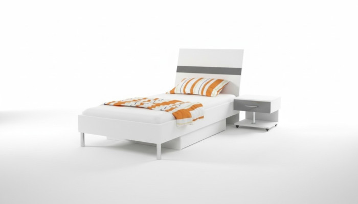 Bett + Nachttisch Schlafzimmer Jugendzimmer Kinderzimmer Set Möbel Schwarz 2tlg.
