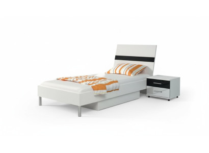 Bett + Nachttisch - Schlafzimmer Möbel Kinderzimmer Betten Schwarz 2tlg. Set Neu