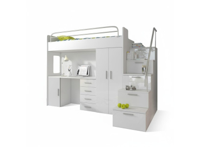 Kinderzimmer Doppelstockbett Weiß Tisch Schrank Multifunktion Etagen Hochbett