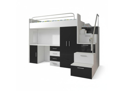 Doppelstockbett Schwarz Tisch Schrank Multifunktion Etagen Hochbett Kinderzimmer