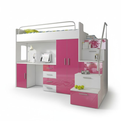 Doppelstockbett Rosa Tisch Schrank Multifunktion Etagen Hochbett Kinderzimmer