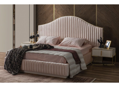 Modernes Polsterbett Rosa Holz Polyester Liegefläche 160x200 cm Sofort