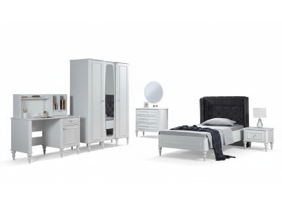 Schlafzimmer Bett Nachttisch Kleiderschrank Kommode Spiegel Neu Luxus Set 6tlg