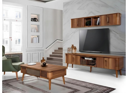 tv Wand Holz Stil Modern Regal Wohnzimmer Möbel Schrank neu moderne Wohnwand neu