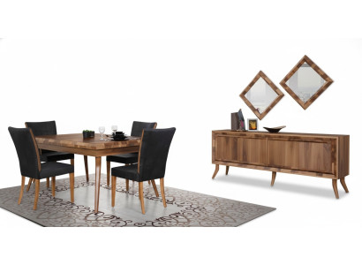 Esszimmer Set Esstisch 4 Stühle Anrichte Tische Holz Design Gruppe Garnitur 6tlg
