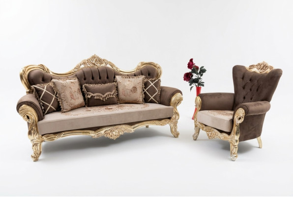 Klassische Sofagarnitur Couch Wohnzimmer Möbel einrichtung 3+1 Sitz Sofa