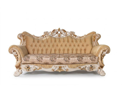 Chesterfield Barock Dreisitzer Couch Möbel Sofa Couchen Stoff Beige