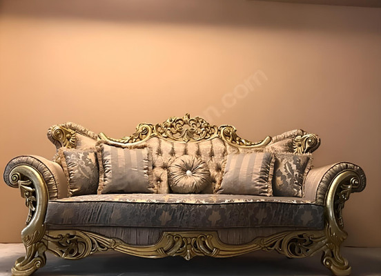 Barock Dreisitzer Chesterfield Couch Möbel Sofa Couchen Stoff Braun