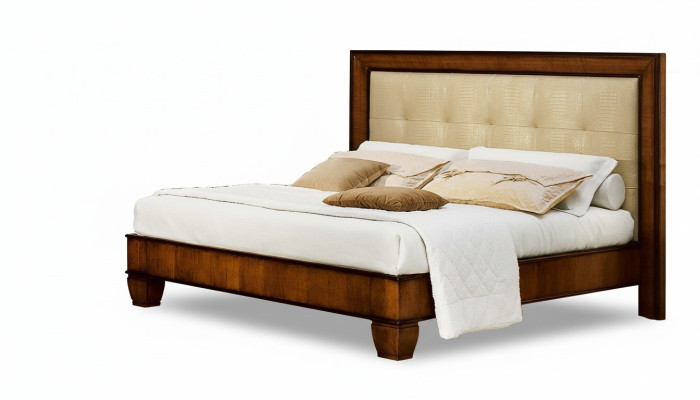 Bett Braun Schlafzimmer Holzmöbel Textil Design Klassische Art déco Stil Neu