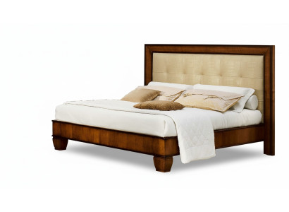 Bett Braun Schlafzimmer Holzmöbel Textil Design Klassische Art déco Stil Neu