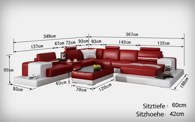 Ledersofa Couch Wohnlandschaft Ecksofa Eck Garnitur Design Modern Sofa + USB