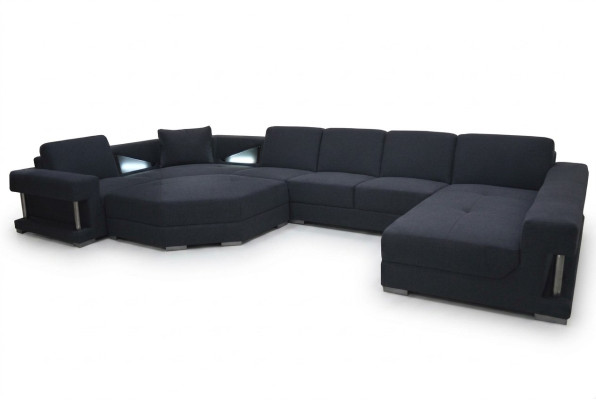 Textil Eckcouch Polster Wohnzimmer Couch Garnitur Eckgarnitur Sofa Couchen + USB