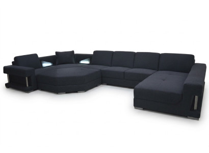Textil Eckcouch Polster Wohnzimmer Couch Garnitur Eckgarnitur Sofa Couchen + USB