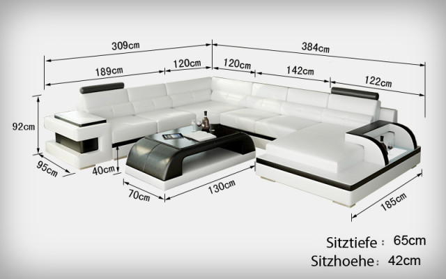Moderne Ecksofa Couch Polster Eckgarnitur Wohnlandschaft Sofa Eck Garnitur + USB