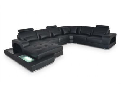 Design Leder Polster Sitz Ecke Zimmer Sofa Eck Sofas mit USB Designer Wohn LED