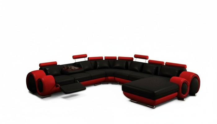 Ledersofa Couch Wohnlandschaft Ecksofa Eck Garnitur Design Modern Sofa mit USB