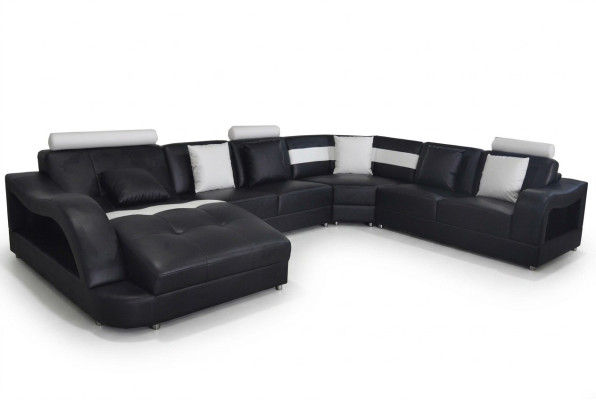 Leder Sofa mit USB Wohnlandschaft Eck Garnitur Design Modern Sofas UForm Couchen