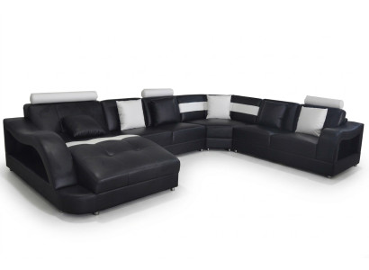 Leder Sofa mit USB Wohnlandschaft Eck Garnitur Design Modern Sofas UForm Couchen