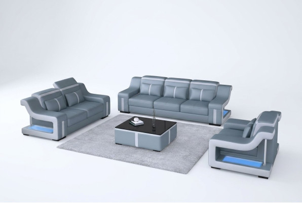 Sofa USB Couch Polster 3+2+1 Garnitur Leder Sofas Couchen Set Kombination Neu