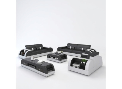 Sofagarnitur 3+2+1 Couch Polster Textil Sitz Polster Garnitur Leder Design Sofas