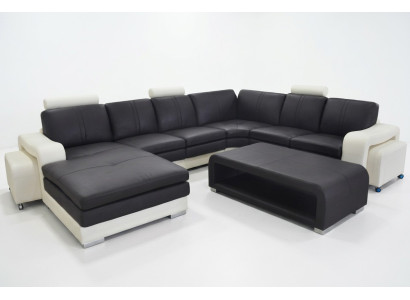 Leder Eck Sofa +USB,Couch Polster Sitz Möbel Garnitur Landschaft Modern Design