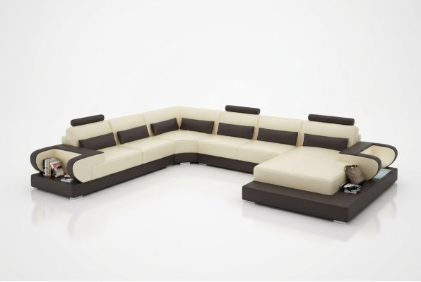Ledersofa mit USB,Couch Wohnlandschaft Ecksofa Eck Garnitur Design Modern Sofa