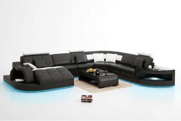 Ledersofa Couch Wohnlandschaft Ecksofa Eck Garnitur Design Modern Neu Sofa +USB