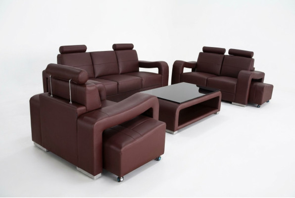 Garnitur Leder Sofa mit USB Polster Couchen Sofas Luxus Neu Wohnlandschaft 3+2+1