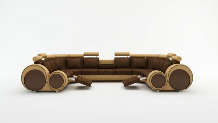 Moderne Leder Couch Ecksofa Polster Couchen XXL Big Wohnlandschaften + USB