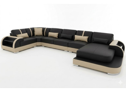 Leder Couch mit USB,Polster Sitz Garnitur Moderne Design Wohnlandschaft Sofas