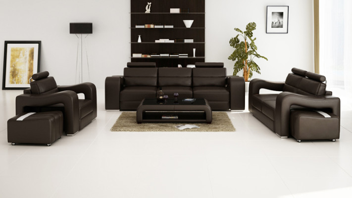 Ledersofa Couch Wohnlandschaft 3+2+1 Sitzer Garnitur Design Modern Sofa USB Neu