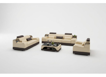 Sofagarnitur Couch Polster Sofa 3+1+1 Garnituren Design Leder 3tlg. Komplett Set