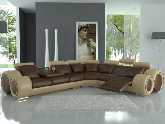LEDER SOFA ECKCOUCH DESIGN SOFA LEDERCOUCH ECKSOFA WOHNLANDSCHAFT SCHWARZ WEIß