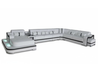 Leder Couch Polster Sitz Wohnlandschaft Design Modern Eck Garnitur Sofa mit USB