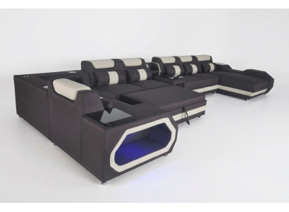 Design XXL Modern Leder Polster Ecke Couch Sofa Eck Wohnlandschaft Bett USB LED