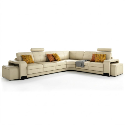 Ecksofa + USB,Polster Sofa Wohnlandschaft Sitz Eck Garnitur Leder Textil FrancoC