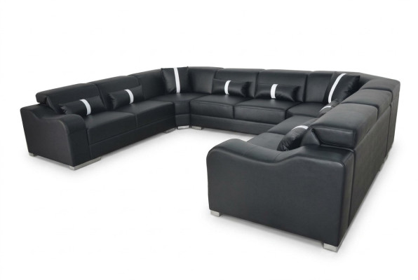 Leder Sofa Couch USB Polster Eck Garnitur Moderne Wohnlandschaft U Form Design