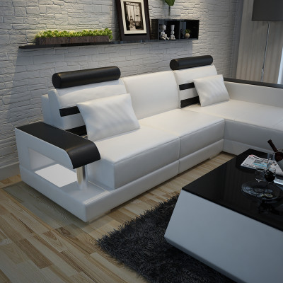 Ledersofa Couch Wohnlandschaft Ecksofa Eck Garnitur Design Modern Sofa L6016E