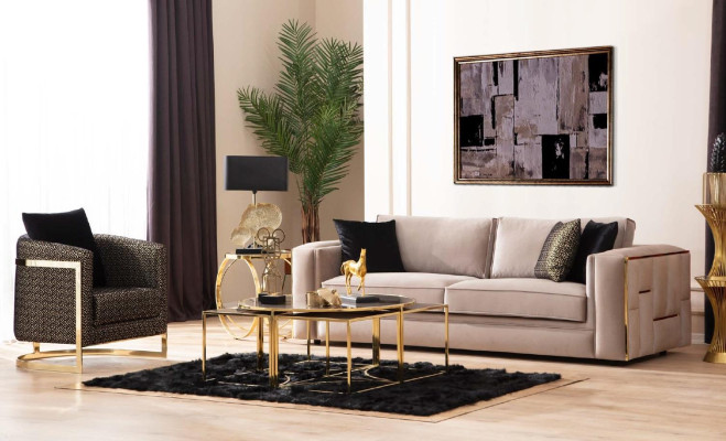 Sofa 3 Sitzer Textil Sofas Couch Polster Möbel Luxus Moderner Dreisitzer Neu