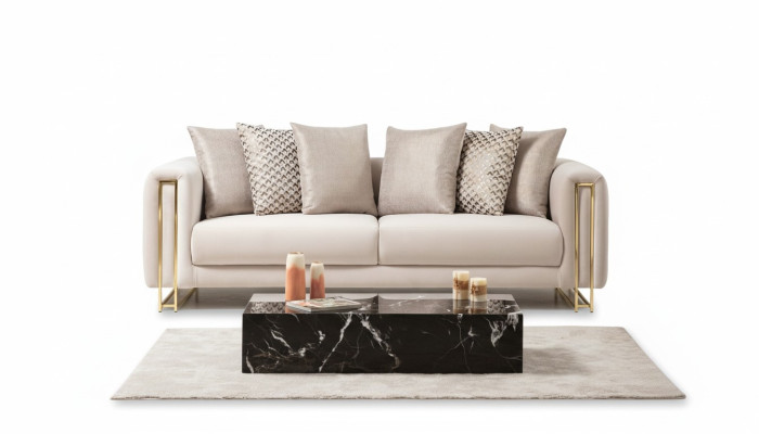 Design Textil 3 Sitzer Weiß Elegant Modern Sofa Polsterung Couch Neu Wohnzimmer