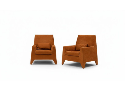 Sessel Sitz Modern Design Wohnzimmer Polster Einsitzer Textil Braun Stil Luxus