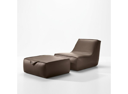 Design Sessel Hocker Luxus Einsitzer Modern Grau Leder Möbel Einsitzer Prianera