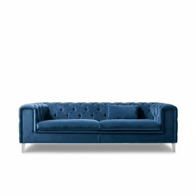 Sofa 3 Sitzer Blau Luxus Textil Wohnzimmer Design Italienischer Möbel