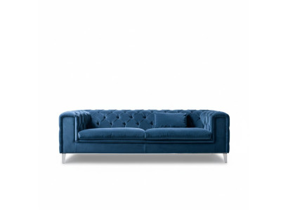 Sofa 3 Sitzer Blau Luxus Textil Wohnzimmer Design Italienischer Möbel