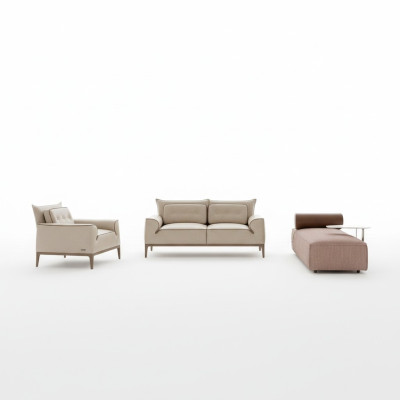 Sofagarnitur Prianera Design Sofa Sessel Polster Couchen 3tlg. Set Chaiselongue