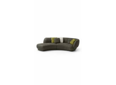 Textil Sofa 3 Sitzer Polster Leder Modern Relax Sitz Luxus Möbel Ecksofa Rund